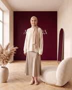 Satin-Midirock Taupe – Vorderansicht