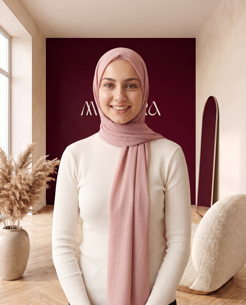 Chiffon-Hijab Altrosa – Vorderansicht